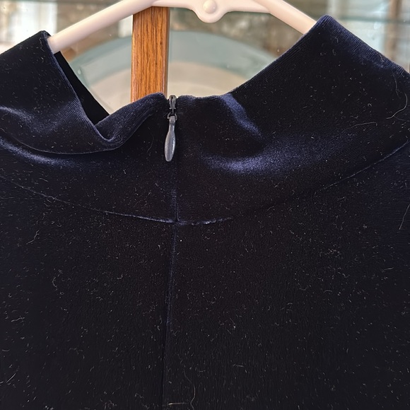 Ladies Navy Blue Velvet Look & Feel Dress - Picture 7 of 13